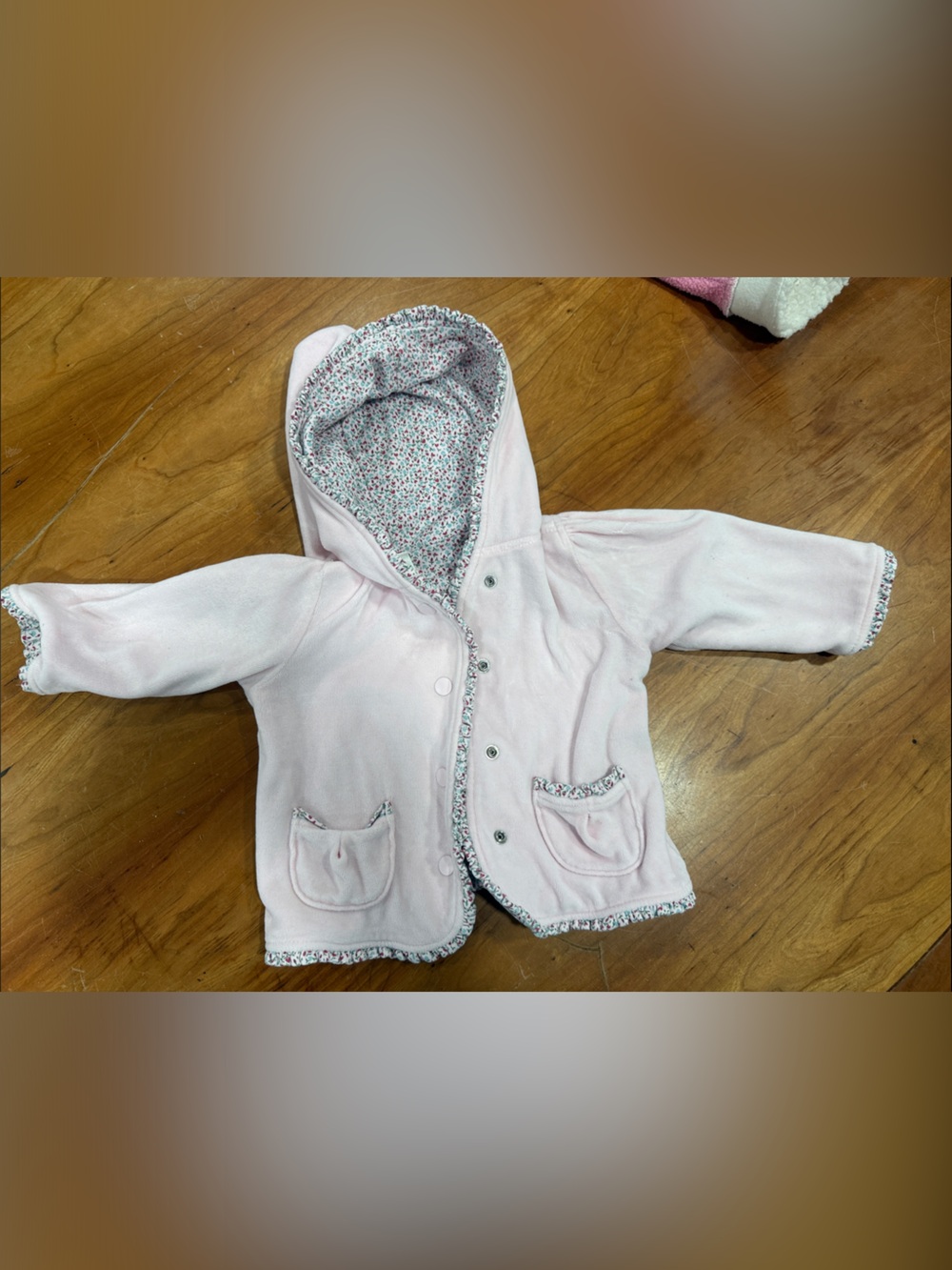 GAP Baby Hooded Jacket - Light Pink with Floral Lining